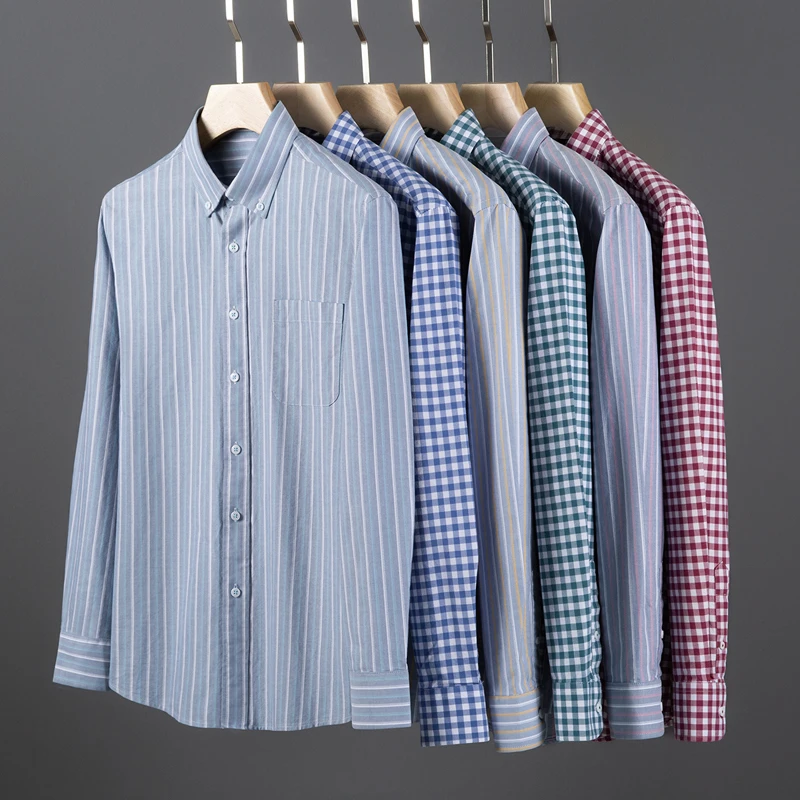 Oxford Cotton Casual Shirt Business - 2026 봄/가을 100% 면 옥스포드 플래드