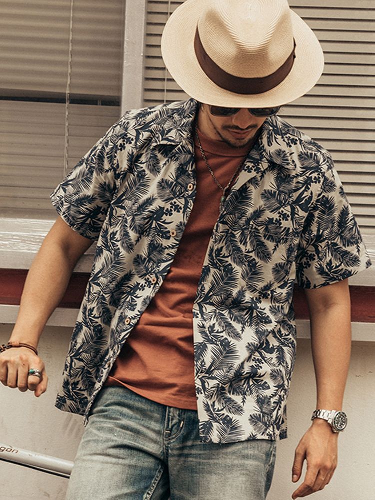 Vintage Hawaiian Floral Shirt - 세련된 하와이안 셔츠 남성 여름 반팔