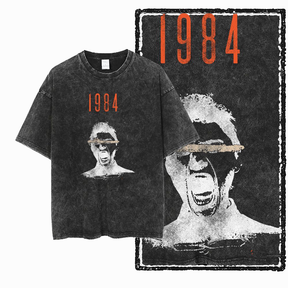 G02 익스클루시브 100% 코튼 빅 사이즈 1984  - Acid Wash Vintage Graphic T Shirt 리뷰 및 가격