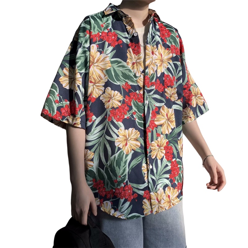 캐주얼 하와이 레트로 꽃 프린트 신사복 여름 짧은 소매 - Vintage Hawaiian Floral Shirt 리뷰 및 가격
